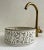 Ceramic Gray Ceramic Pottery Round Vessel Washbasin Sink for Bathroom With Brass Drain & Gifts For Sale - Image 7 of 9