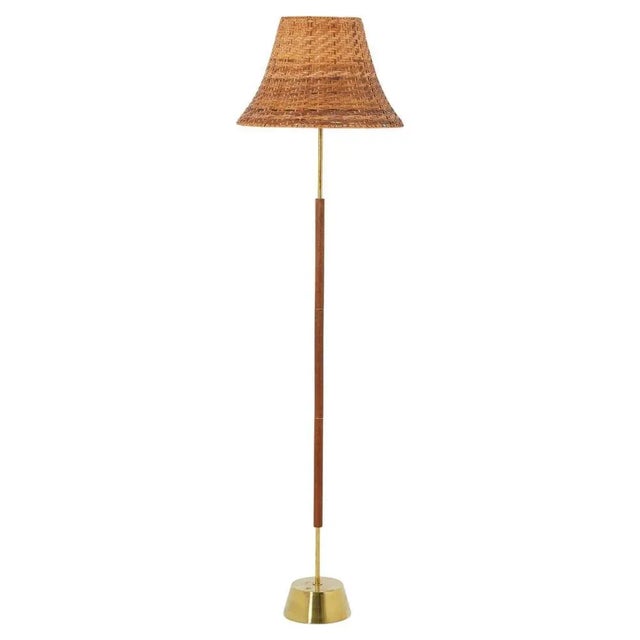 Swedish Floor Lamp in Brass and Teak by Stilarmatur Boréns, 1960s For Sale - Image 6 of 6
