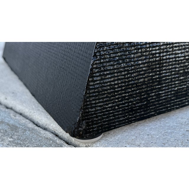 Black Large Postmodern Grasscloth Covered Console Table From 80's For Sale - Image 8 of 8