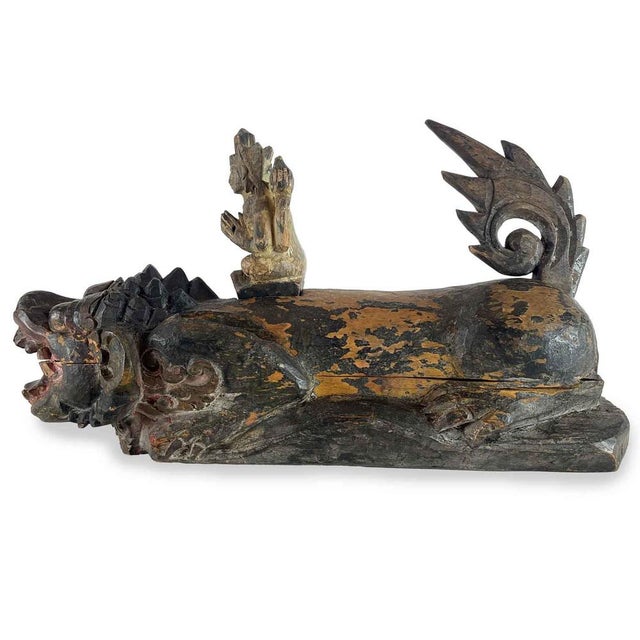 Wood Asian Artist, Sculpture of a Fantastic Animal with Deities, 1800s, Wood For Sale - Image 7 of 10