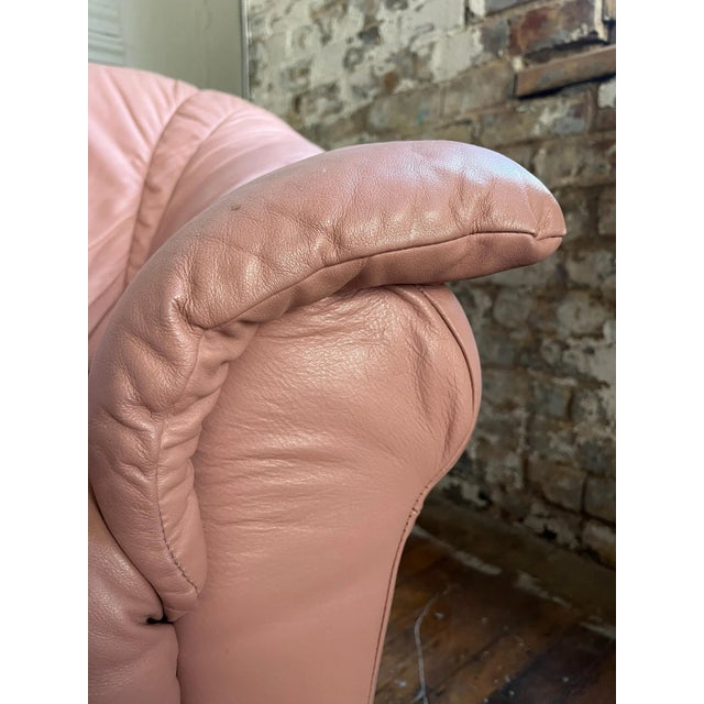 Contemporary Motivated Seller: 1980s Postmodern Pink Leather Swivel Chair For Sale - Image 3 of 11
