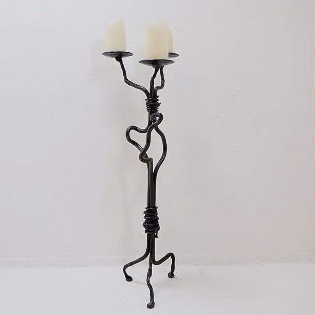 Large Wrought Iron Candleholder with Abstract Design, 2010s For Sale - Image 6 of 15