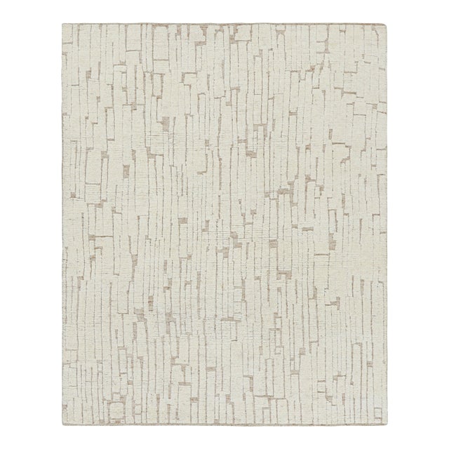 Rug & Kilim’s Contemporary Rug in White with High-Low Geometric Patterns - 10x14 For Sale
