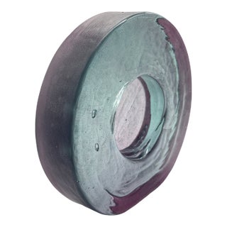 Late 20th Century Organic Hand Blown Studio Art Glass Portal Sculpture in Amethyst and Aqua For Sale