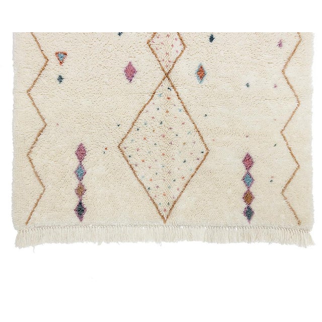 Boho Tribal Symbol Hand-Knotted Wool Rug | 7'11" X 5'4" | One of a Kind For Sale - Image 6 of 7