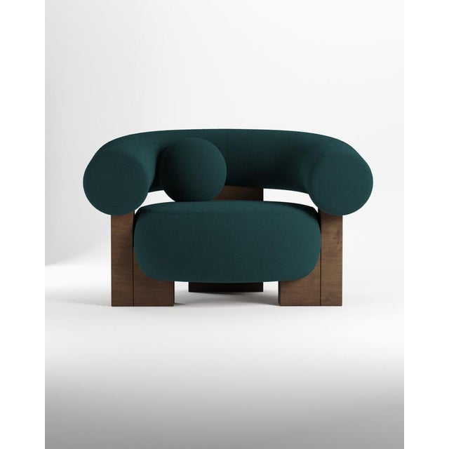 Not Yet Made - Made To Order Cassete Armchair in Boucle Night Blue and Smoked Oak by Alter Ego for Collector For Sale - Image 5 of 5