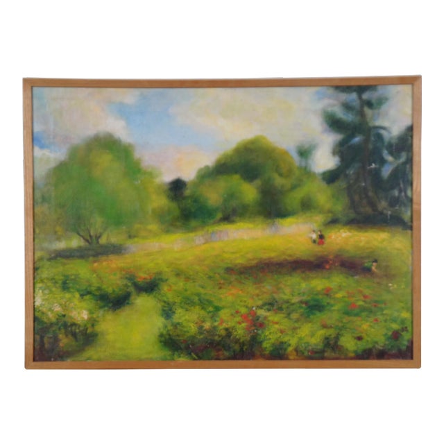 1982 Chun Hwa Hwang Impressionist Oil Landscape Painting on Canvas, Framed For Sale