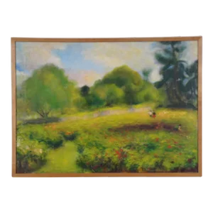 1982 Chun Hwa Hwang Impressionist Oil Landscape Painting on Canvas, Framed