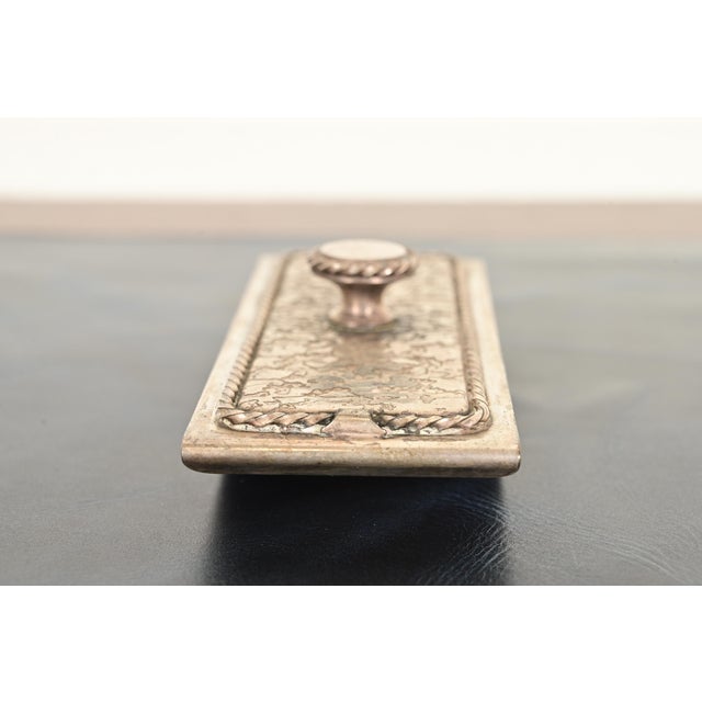 Early 20th Century Roycroft Arts & Crafts Silver Finished Hammered Copper Rocker Blotter For Sale - Image 5 of 10
