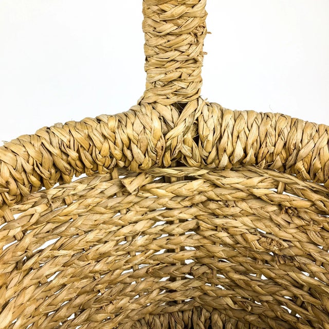 Khaki Vintage Large Woven French Seagrass Basket For Sale - Image 8 of 13