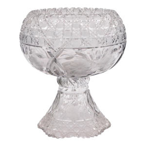 Mid 20th Century Heavy Cut Crystal Bowl on Stand
