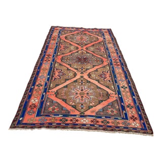 1940s Vintage Embroidery Persian Soumak Rug With Geometric Pattern For Sale