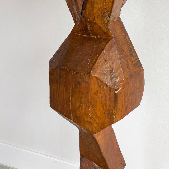 Carved Wood Abstract Figure Floor Sculpture For Sale - Image 9 of 12
