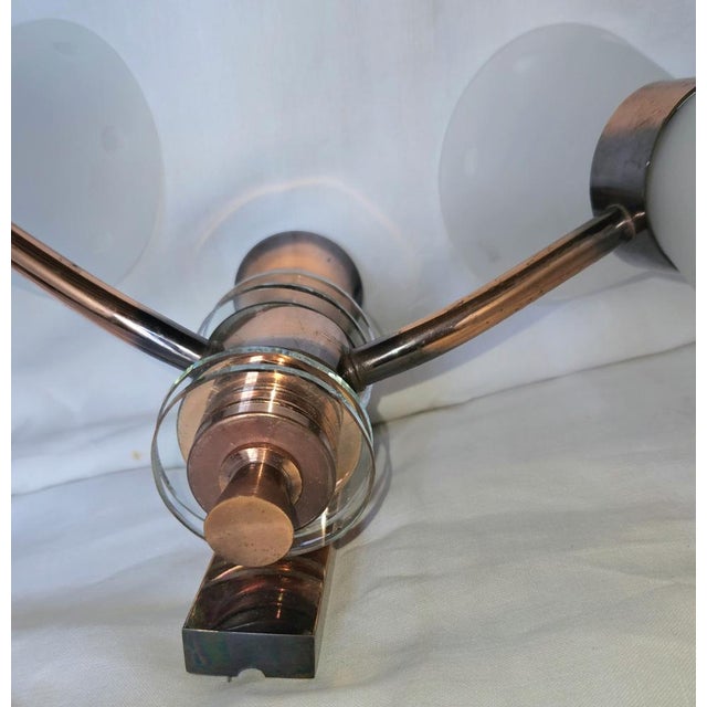 1950s Double Diabolo Glass and Copper Sconces, 1950s, Set of 2 For Sale - Image 5 of 14