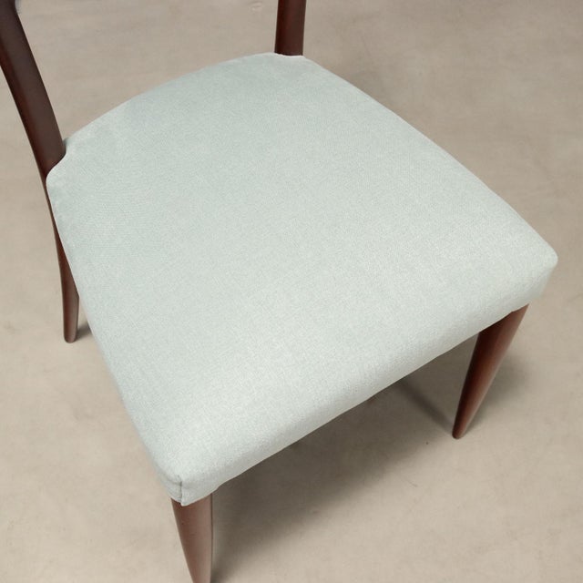Wood Vintage Chairs in Mahogany and Fabric, Italy, 1950s, Set of 4 For Sale - Image 7 of 9