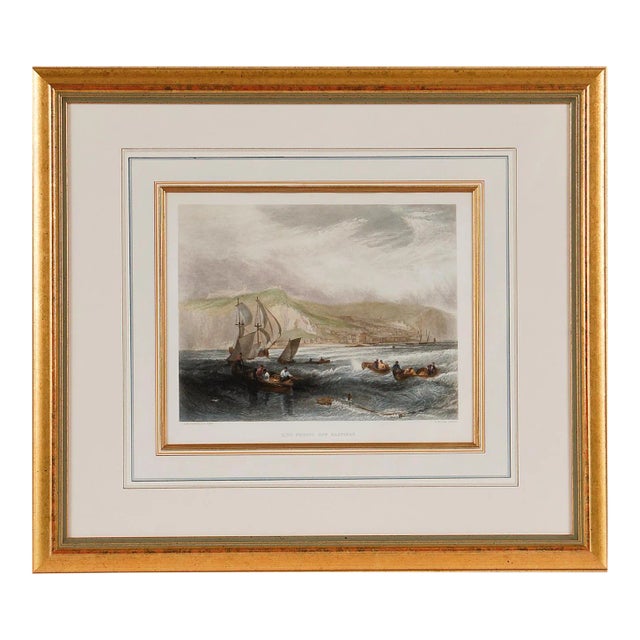 Fishing Off Hastings, England: A Framed 19th C. Engraving After J. M. W. Turner, 1859 For Sale