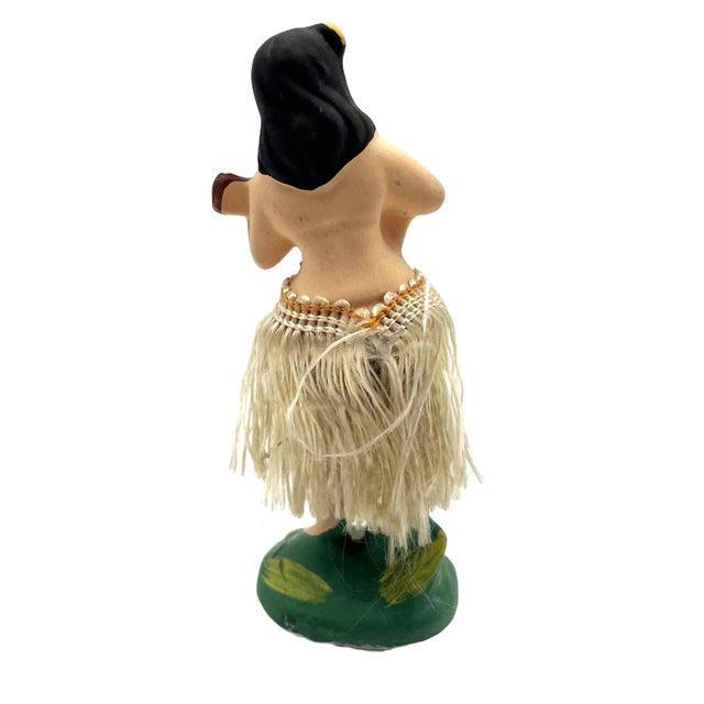 Mid-Century Modern Mid 20th Century Ceramic Hawaii Hula Girl Dancing Ukulele Player Bobble Doll For Sale - Image 3 of 10