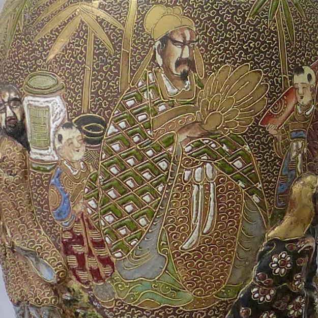 Japanese Satsuma Moriage Porcelain Vase For Sale In Denver - Image 6 of 11