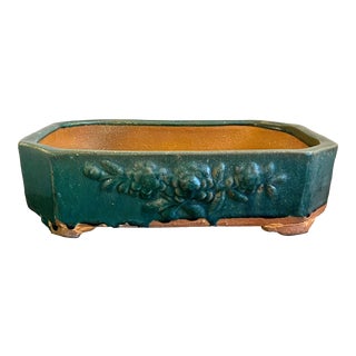 Antique Chinese Partial Glazed Terra Cotta Terracotta Footed Planter For Sale