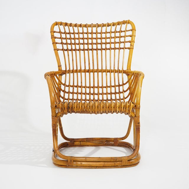 Brown Rattan and Woven Cane Armchair, 1960s For Sale - Image 8 of 15