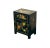 Chinese Chinese Black Vinyl Moon Face Flower Birds End Table Nightstand For Sale - Image 3 of 10