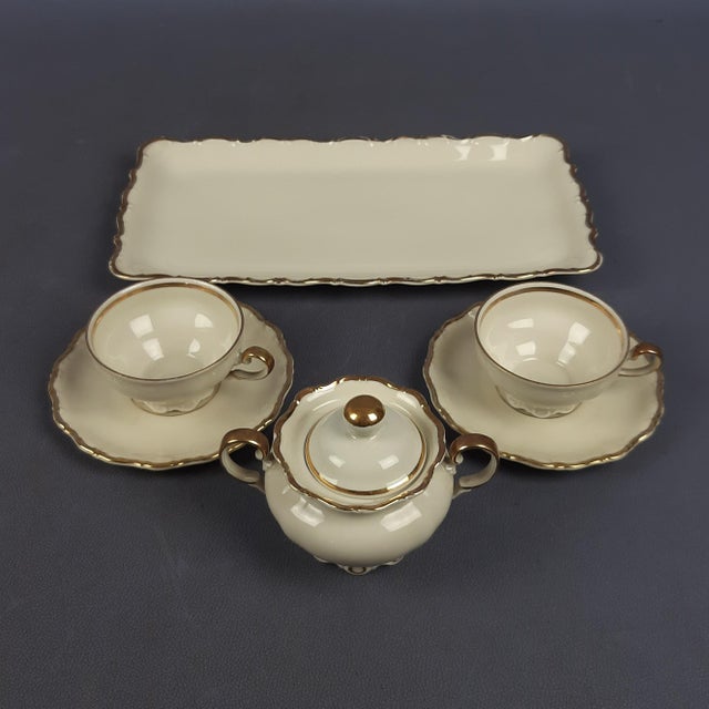 Table Set in White and Gold Porcelain from Seltmann Weiden Bavaria Theresia, 1960s, Set of 6 For Sale - Image 3 of 18