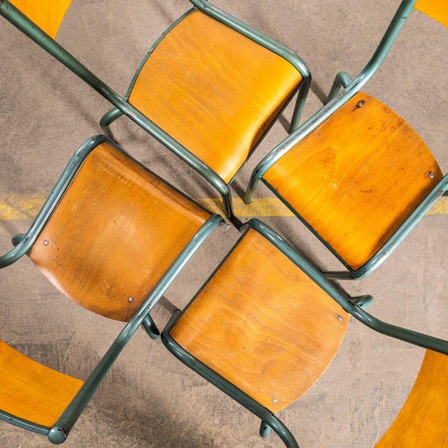 1950s French Steel Green Stacking School Dining Chair from Mullca, 1950s For Sale - Image 5 of 11