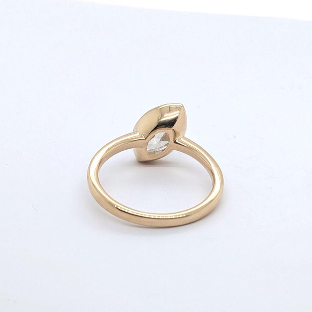 Early 21st Century 14k Yellow Gold Solitaire Engagement Ring With a ~2ct Tilted Marquise Diamond, Size 7 For Sale - Image 5 of 8