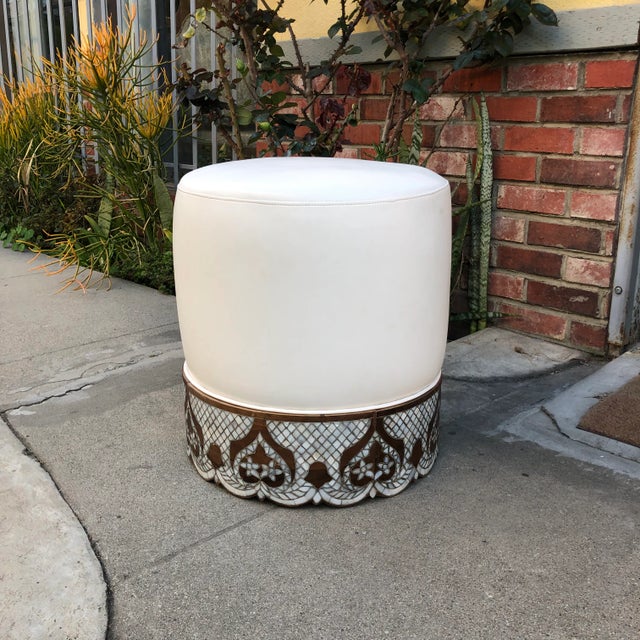 1990s Modern Mother of Pearl Inlay Ottoman For Sale - Image 5 of 9