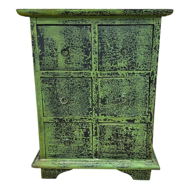 Vintage Handmade Tabletop Six Drawer Cabinet For Sale