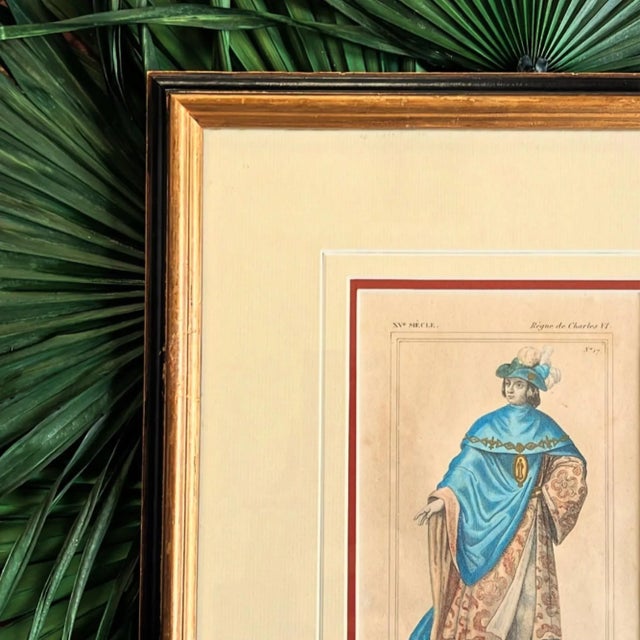 Antique French lithograph depicting a Chevalier de l’Ordre de Notre-Dame du Chardon (Knight of the Order of Our Lady of...