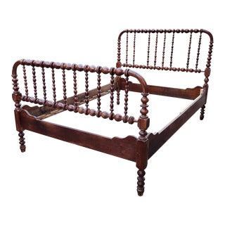 Antique Jenny Lind Turned Wood Spindle Full Sized Bedframe For Sale