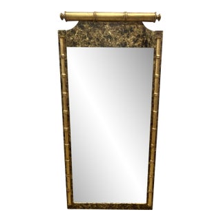 Vintage Palm Beach Regency Faux Bamboo Parcel Gilt Faux Tortoiseshell Wall Mirror - Newly Painted For Sale