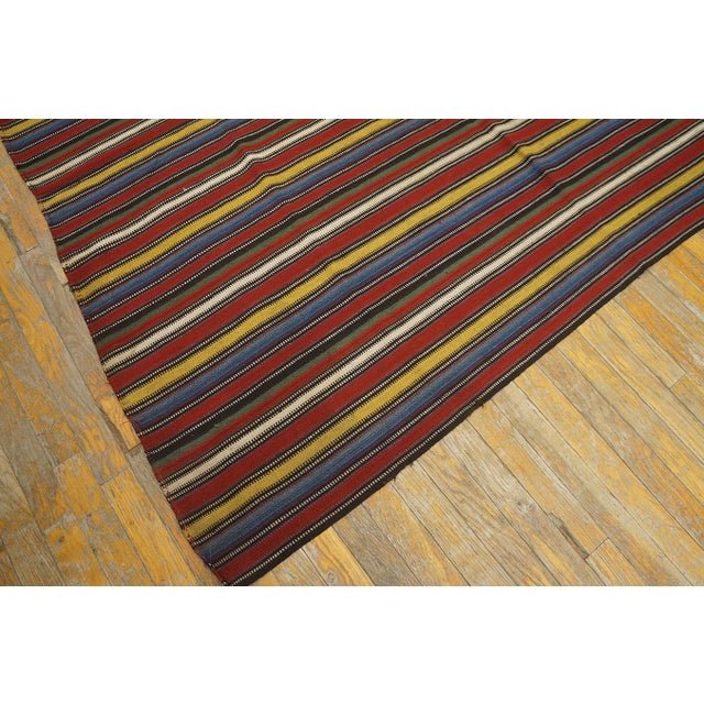 1900s Multicolor Striple Kilim Antique n.w. Persian Flat-Weave Rug 6' X 6'6" Wool Carpet For Sale In New York - Image 6 of 6