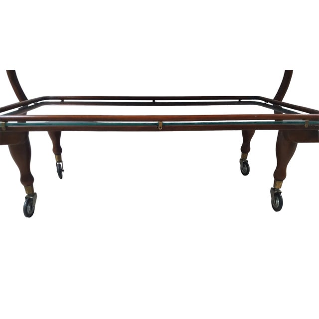 Mid 20th Century Aesthetic Rosewood Copper and Brass Inlaid Bar Cart For Sale - Image 12 of 13