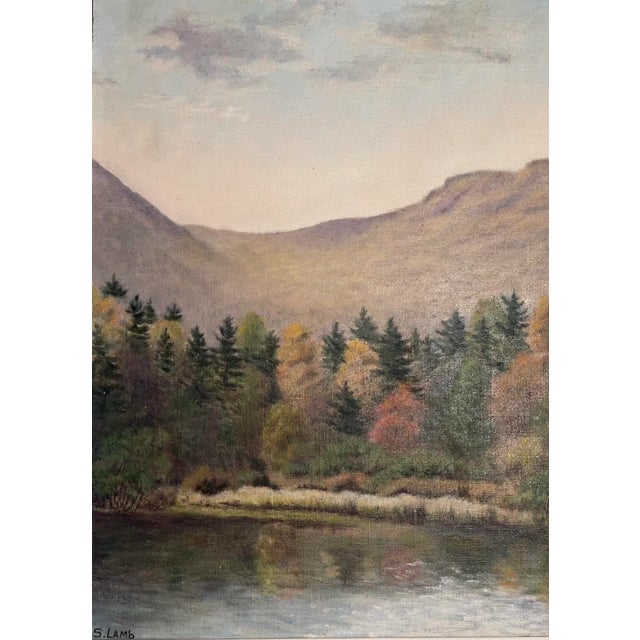 Wood Early 20th Century Mountain Landscape Painting , Oil on Canvas, Attributed to Frederick Stymetz Lamb (1863-1928) For Sale - Image 7 of 12