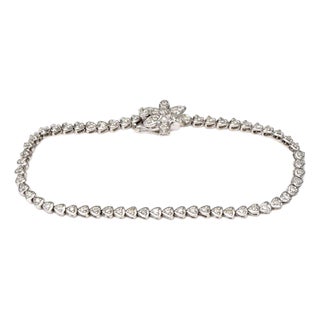 10KW Diamond(1.0) Floral Clasp Line Bracelet For Sale