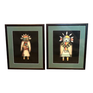 1970s Pair of Kevin McDonald Signed Gouache Watercolor Painting– "Akush" and "Honan", Framed