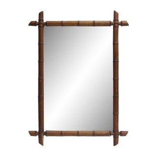 Bamboo Framed Vintage Mirror For Sale
