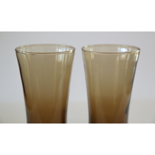 Vintage Anchor Hocking Linden Mocha Tawny Brown Glass Flared Tumblers – 16oz, Retro Mid-Century Style For Sale - Image 16 of 18