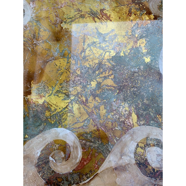 Mid Century Dolphin Koi Fish Reverse Painted Glass Coffee Table For Sale - Image 10 of 12