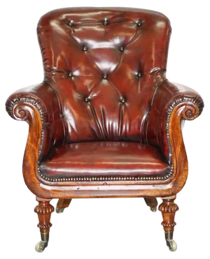 Regency Chesterfield Bordeaux Leather Porters Armchair in the Style of Gillows