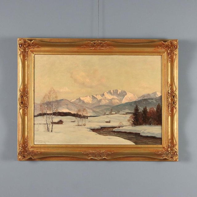 Erwin Kettemann, Alpine Landscape, Oil on canvas, Framed For Sale - Image 12 of 12