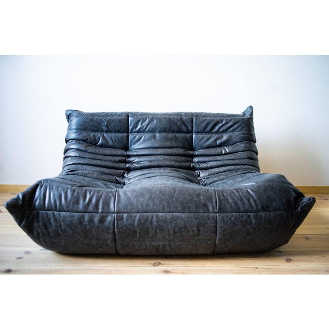 Black Togo Living Room Set in Dubai Leather by Michel Ducaroy for Ligne Roset, Set of 5 For Sale - Image 6 of 18
