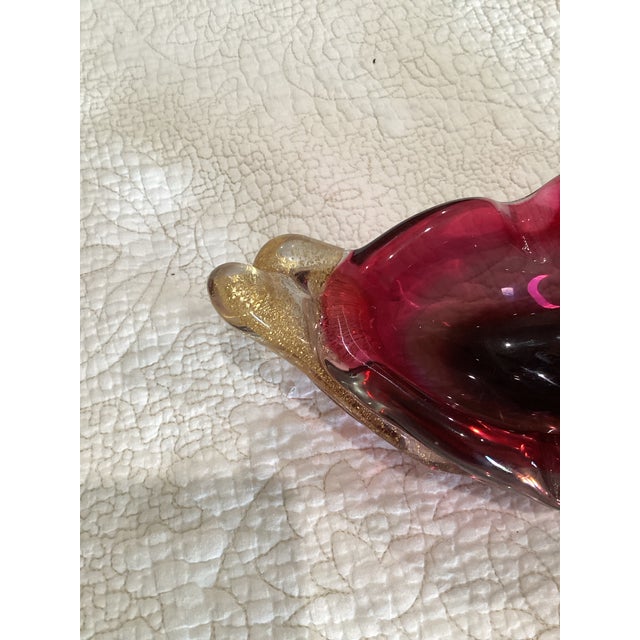 Murano Ruby & Gold Leaf Glass Bowl by Flavio Poli/Seguso For Sale In Dallas - Image 6 of 8