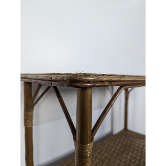 Vintage Console in Bamboo For Sale - Image 4 of 5