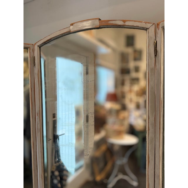 Glass 3 Panel Dressing Mirror With Origin Glass For Sale - Image 7 of 7
