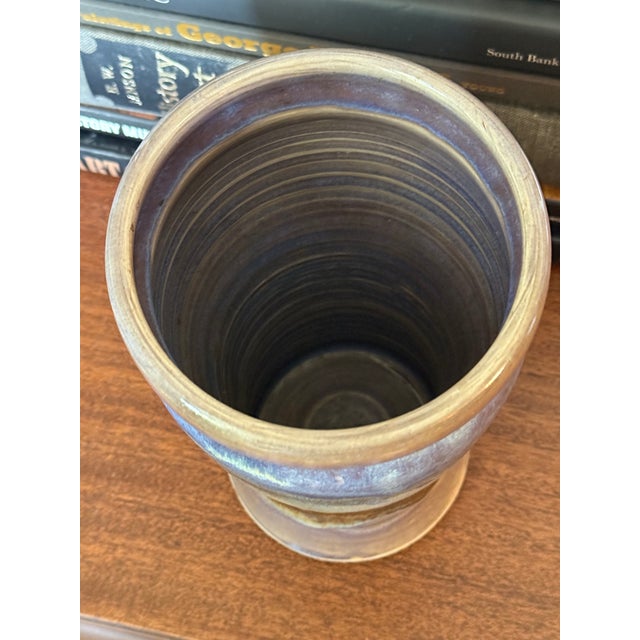 Midcentury Handmade Glazed Pottery Vase For Sale - Image 4 of 6