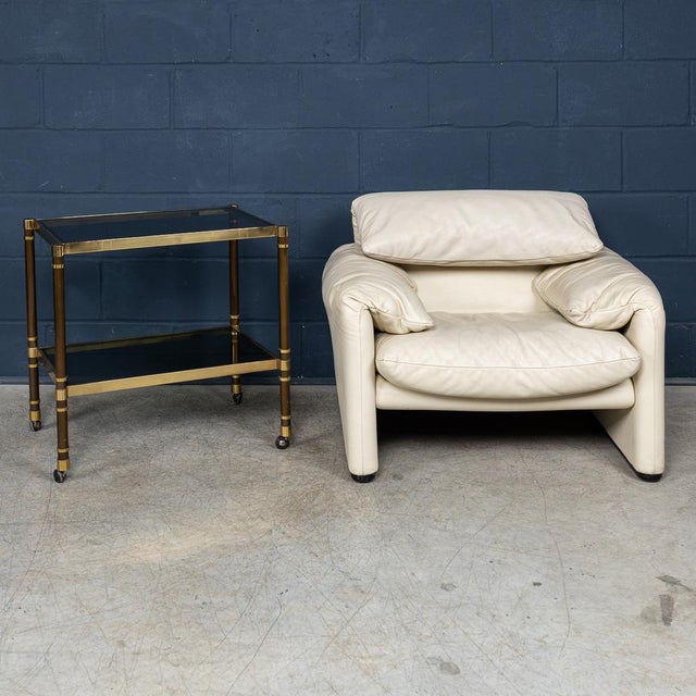 Vintage Italian Brass Framed Drinks Trolley, 1980 For Sale - Image 14 of 17