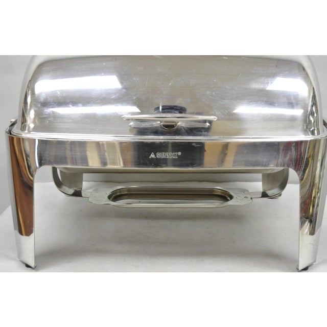 Late 20th Century Sunnex Stainless Steel Rolling 8.5l Chafing Dish Buffet Chafer Catering Server For Sale - Image 4 of 16